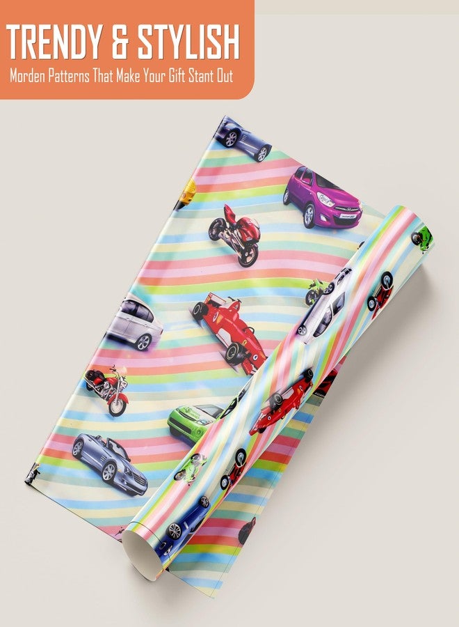 KOSY ورق تغليف هدايا KOSY، 75×50 سم، ورق كرافت صديق للبيئة، بتصميم سيارات فاخر، سهل الطي والقص، مثالي لأعياد الميلاد وحفلات الزفاف والذكرى السنوية والمناسبات الاحتفالية. عبوة من 10 أوراق. - Image 5